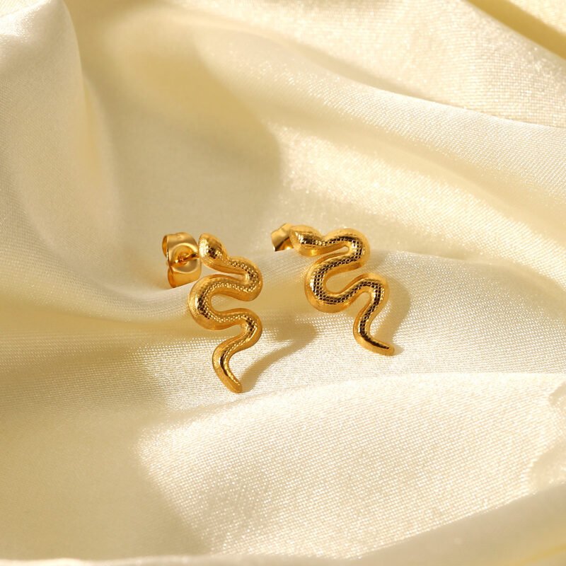 18K Gold Plated Snake Stud Earrings