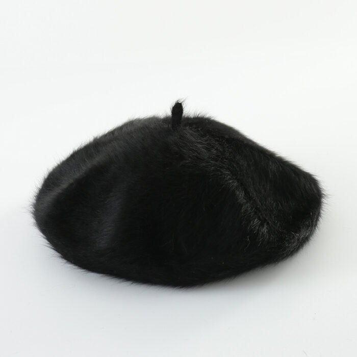 Solid color knitted plush beret