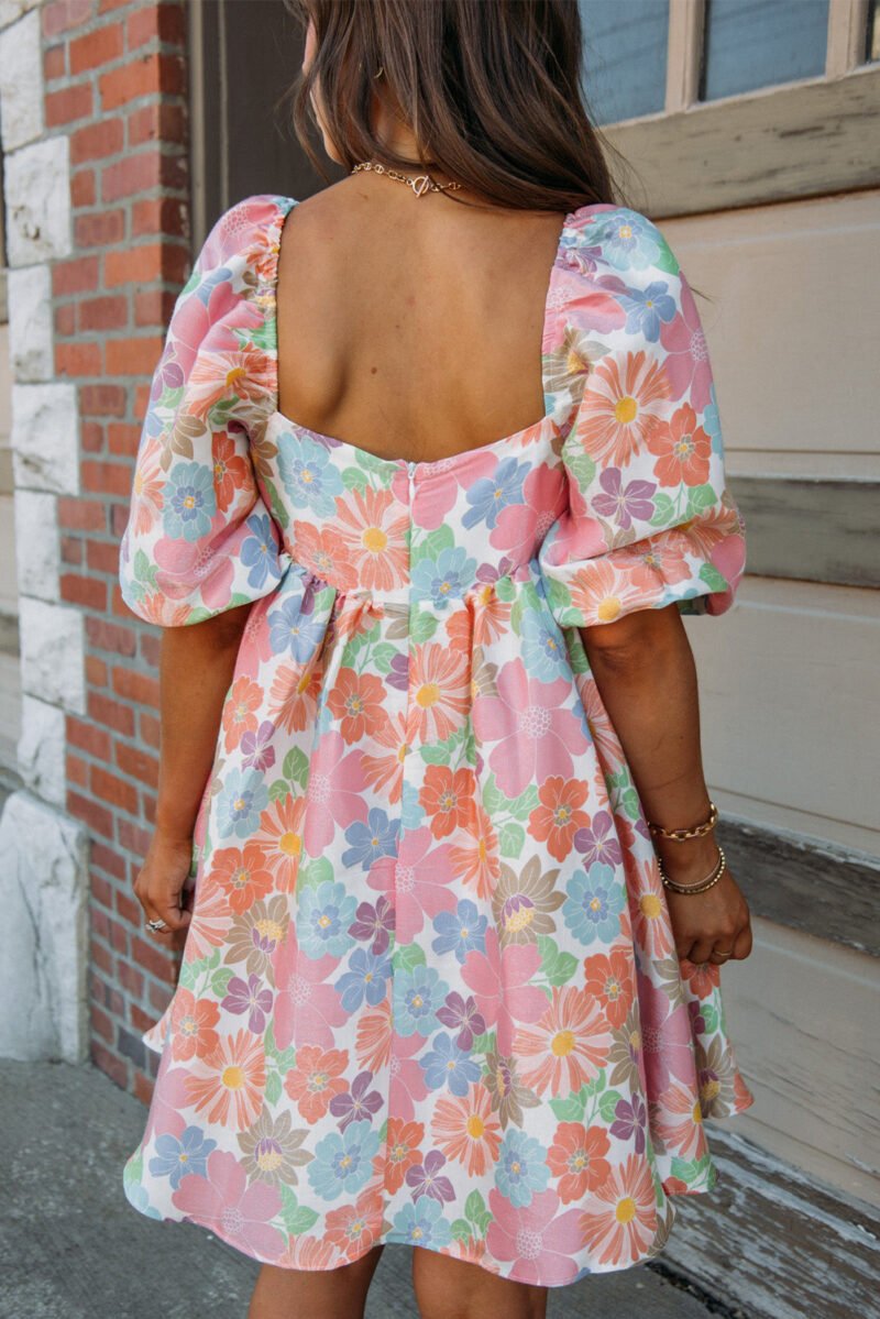 Floral Puff Sleeve Babydoll Dress - Image 2