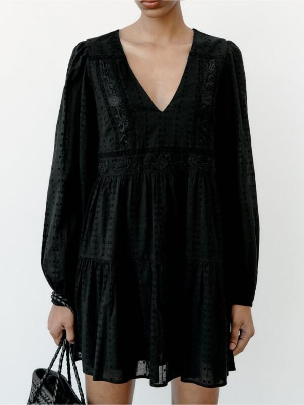 Dark Peasant Blouse Dress