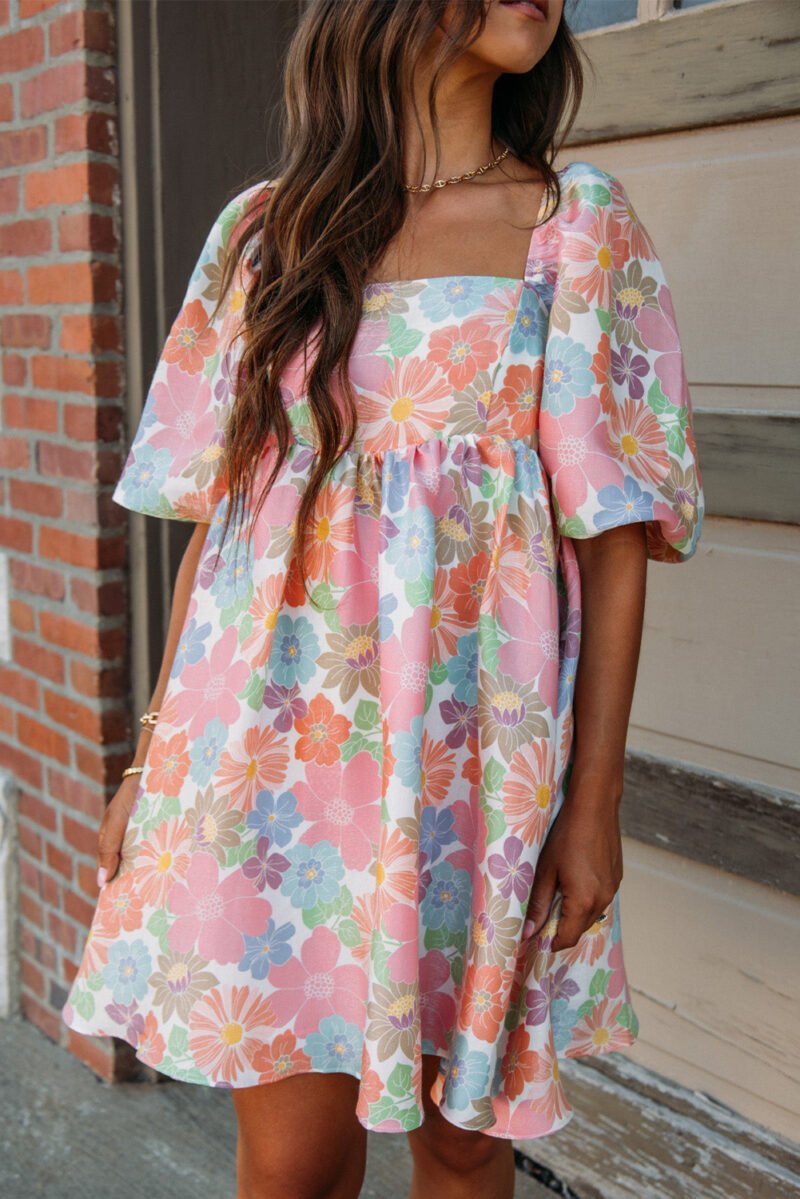 Floral Puff Sleeve Babydoll Dress