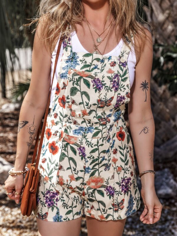 Garden Floral Print Bib Romper