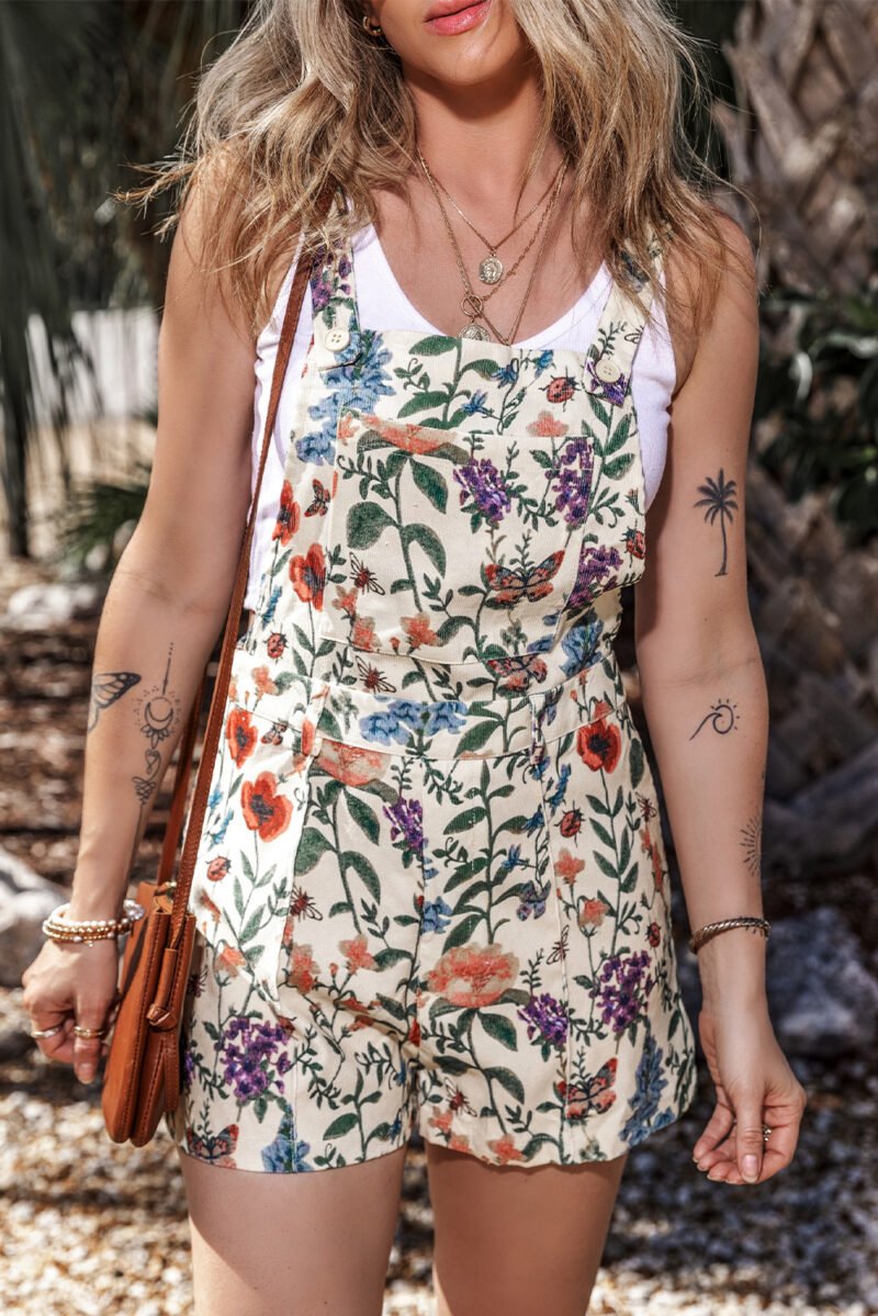 Garden Floral Print Bib Romper