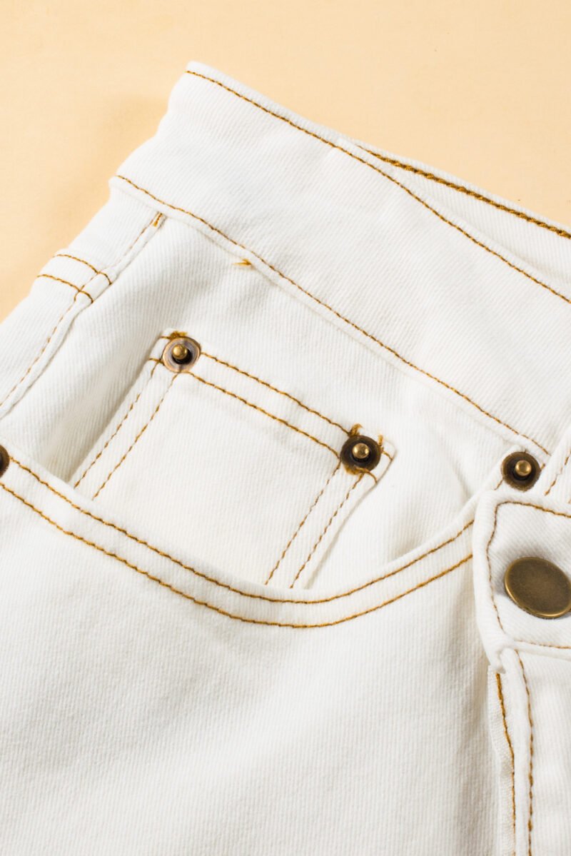 White Asymmetric Denim Shorts - Image 9