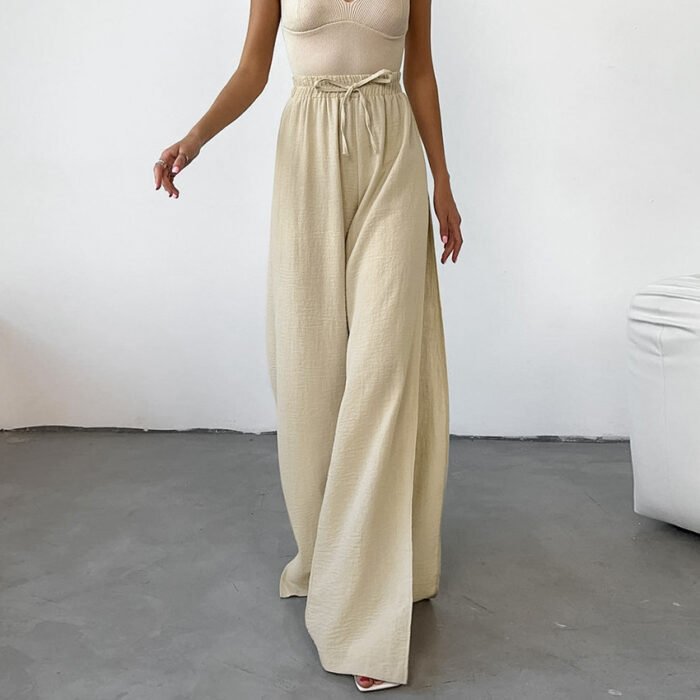 Loose All Cotton Slit Trousers