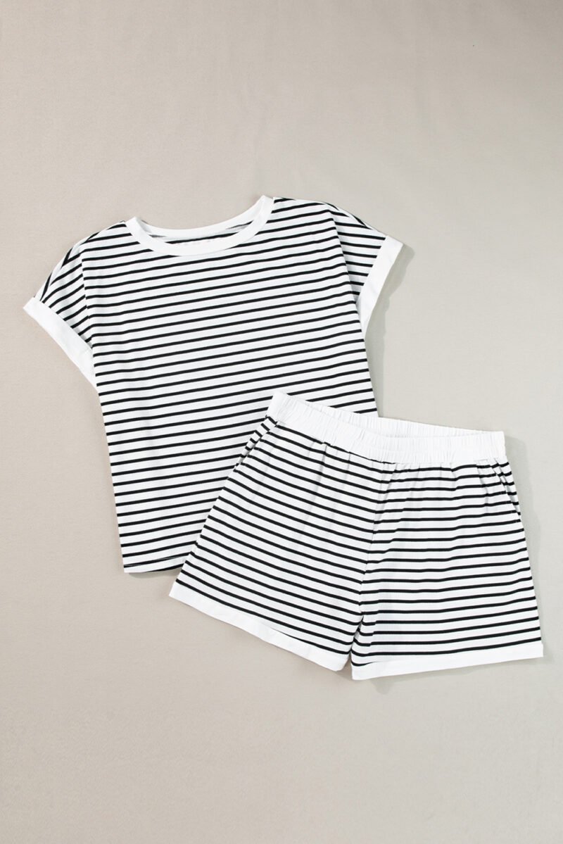 White Stripes Tee and Shorts Set - Image 7