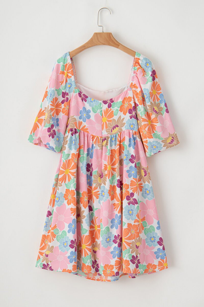 Floral Puff Sleeve Babydoll Dress - Image 7