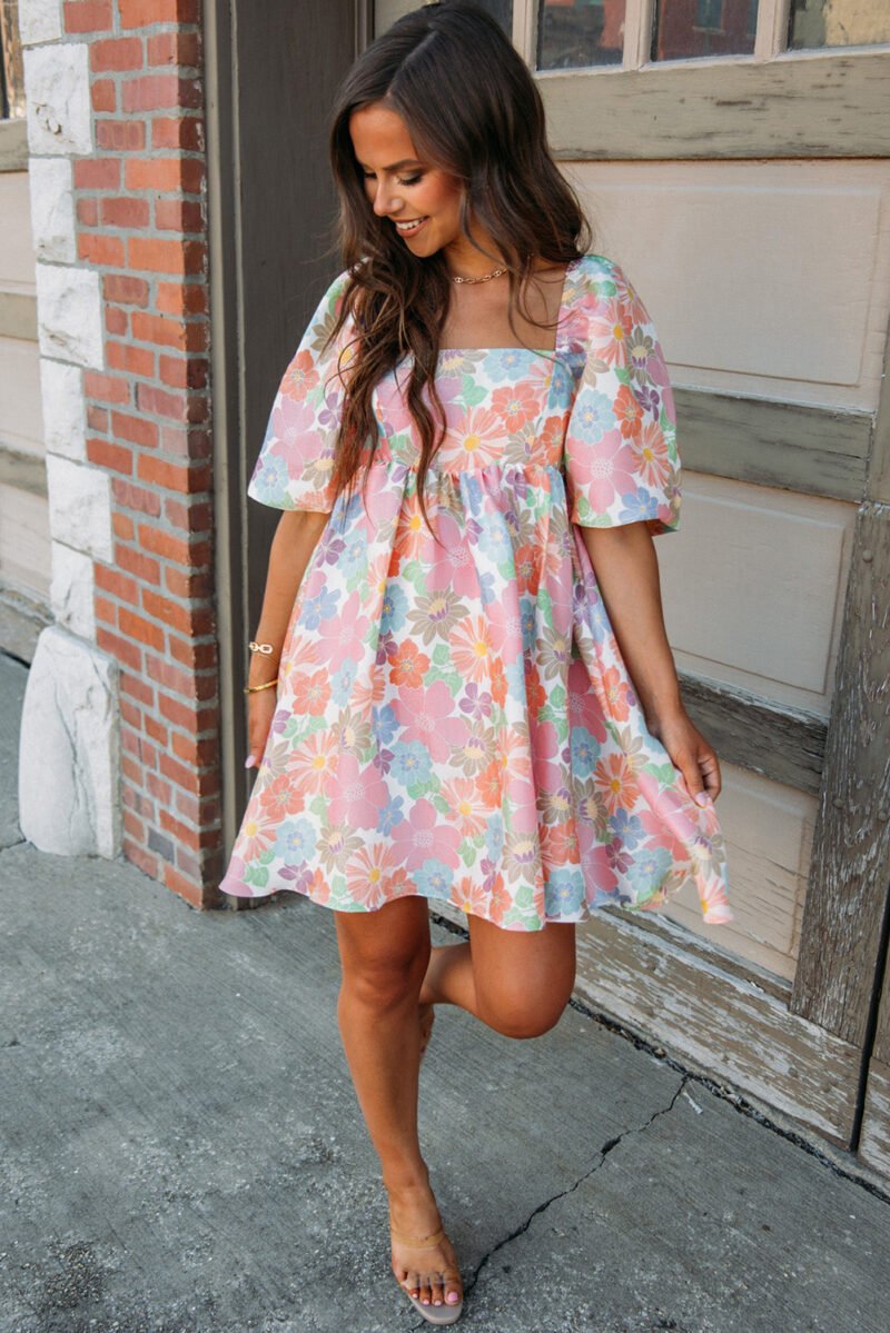 Floral Puff Sleeve Babydoll Dress - Image 6