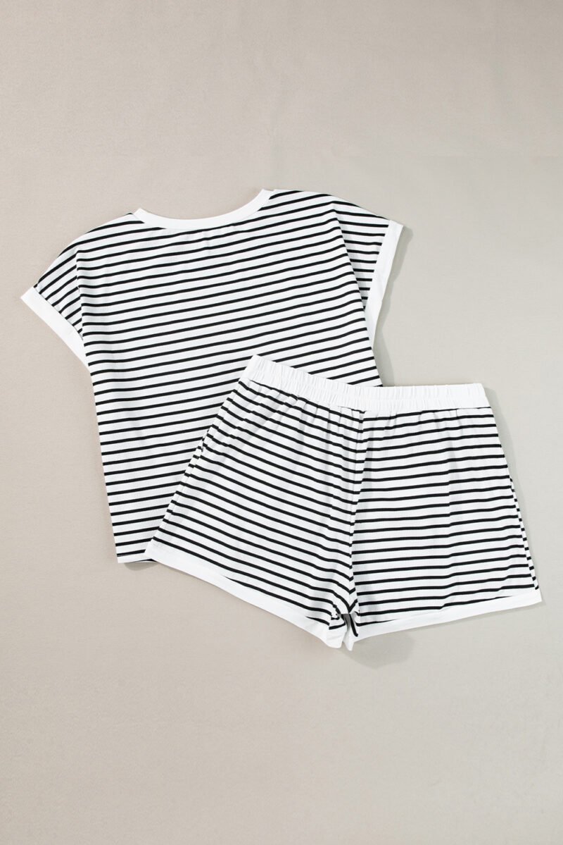 White Stripes Tee and Shorts Set - Image 8