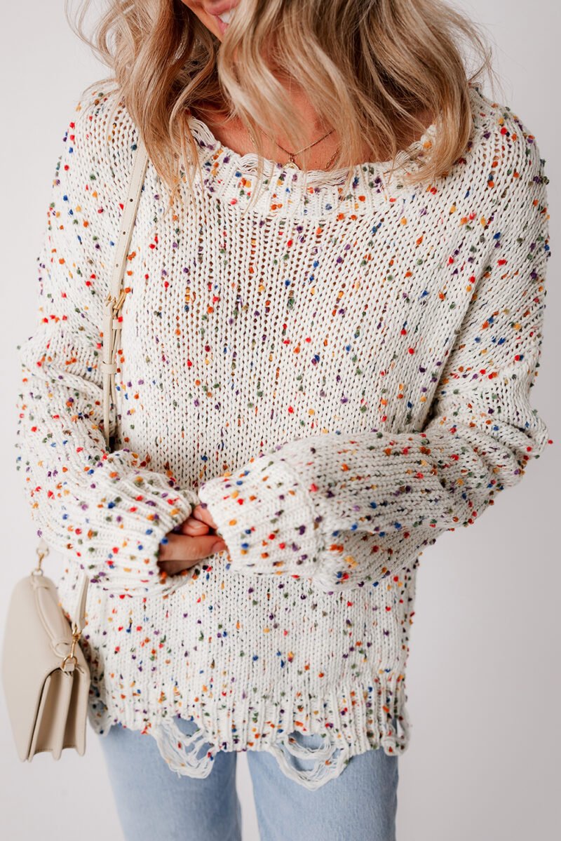 Confetti Distressed Knit Sweater - Image 9