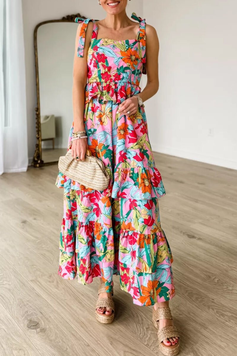 Backless Tiered Ruffled Maxi Dress