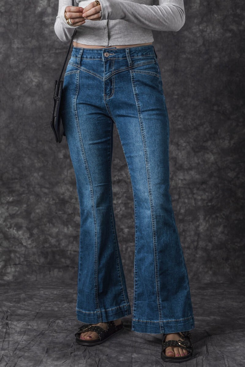 Front Seam High Waist Flare Jeans - Image 4