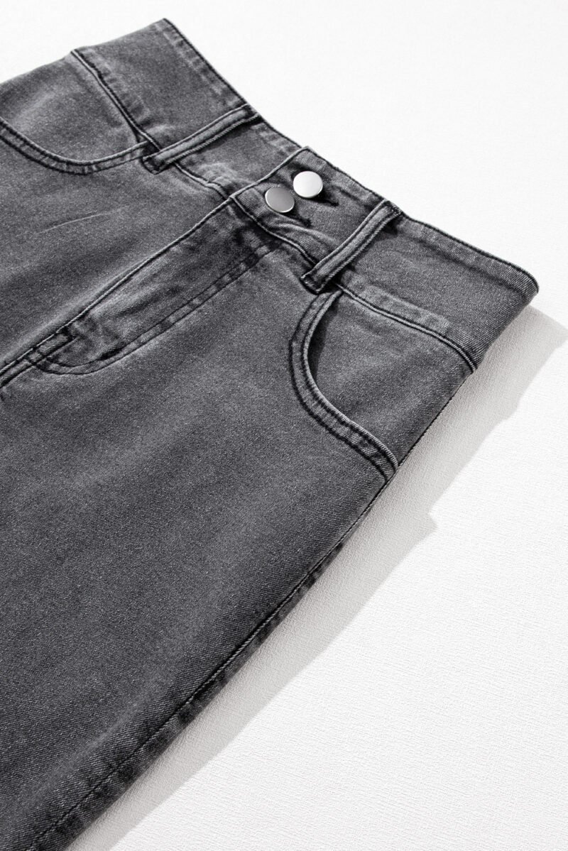 Raw Edge Midi Denim Skirt - Image 5