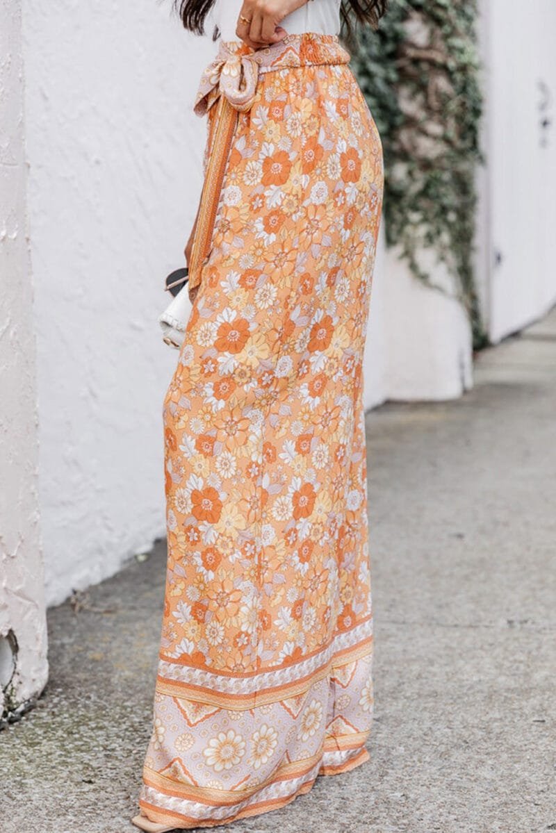 Grapefruit Orange Tie Wide Leg Pants - Image 3