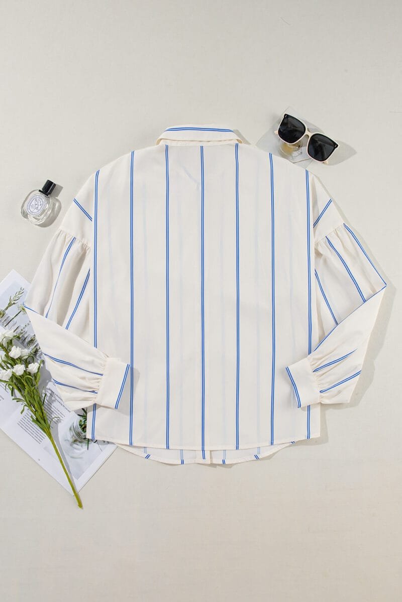 Drop Shoulder Bubble Sleeve Shirt - Image 8