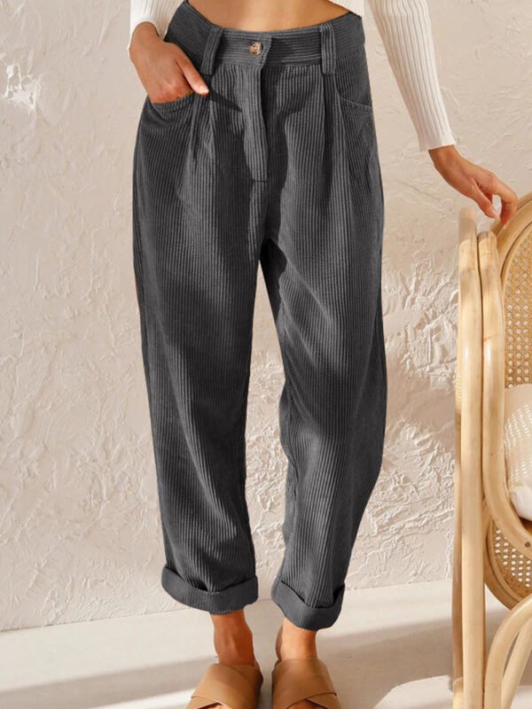 Corduroy High Waist Straight Leg Pants