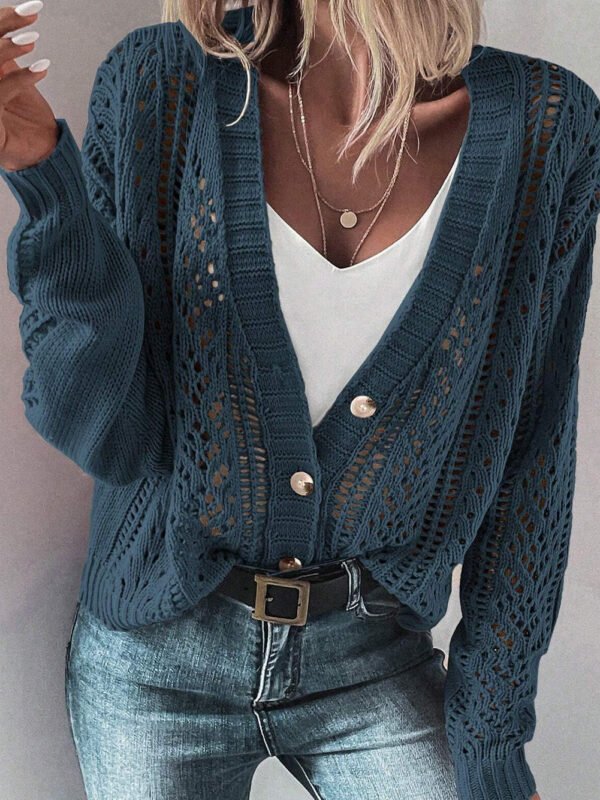 Open Knit Drop Shoulder Cardigan