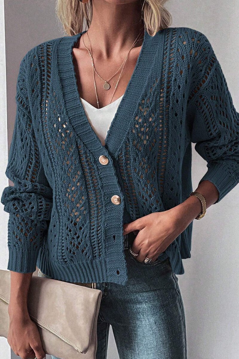 Open Knit Drop Shoulder Cardigan - Image 3