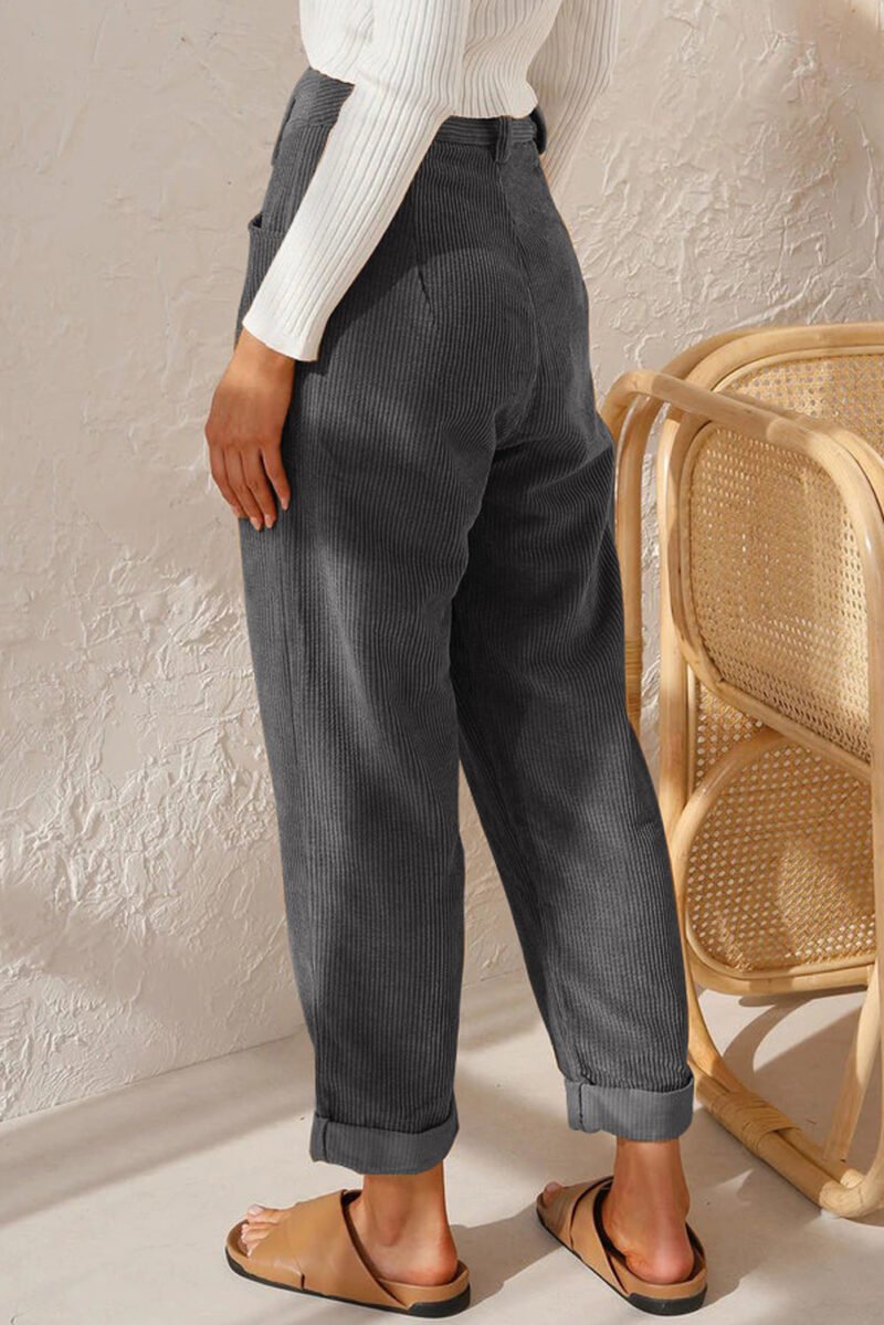 Corduroy High Waist Straight Leg Pants - Image 2