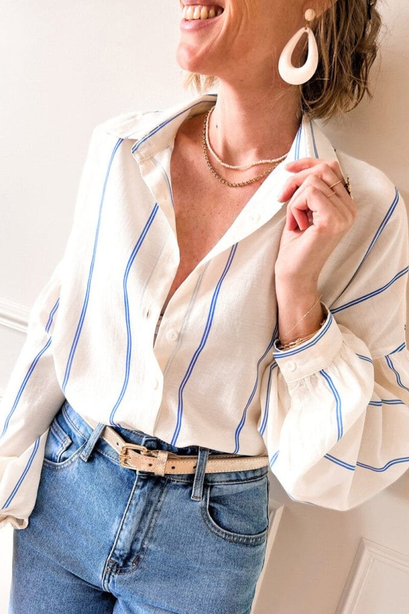 Drop Shoulder Bubble Sleeve Shirt - Image 4