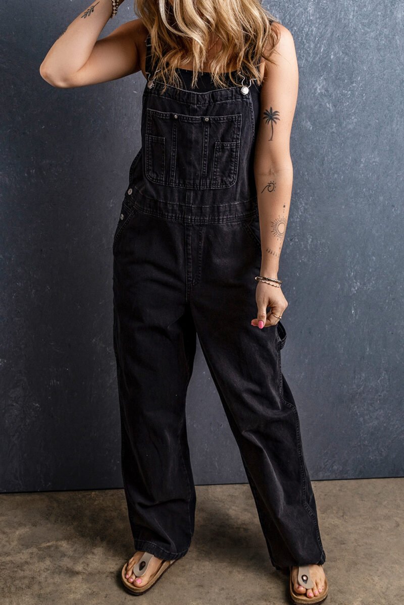 Black Denim Overalls