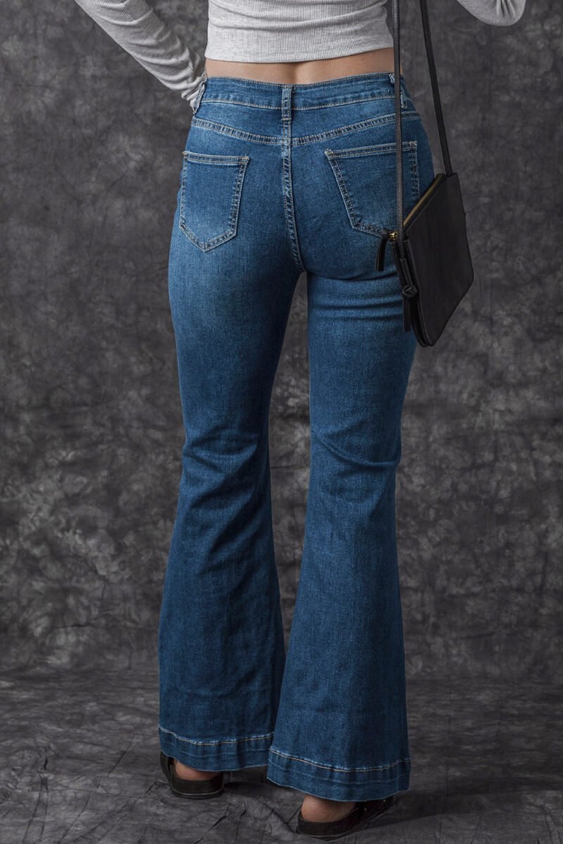 Front Seam High Waist Flare Jeans - Image 3