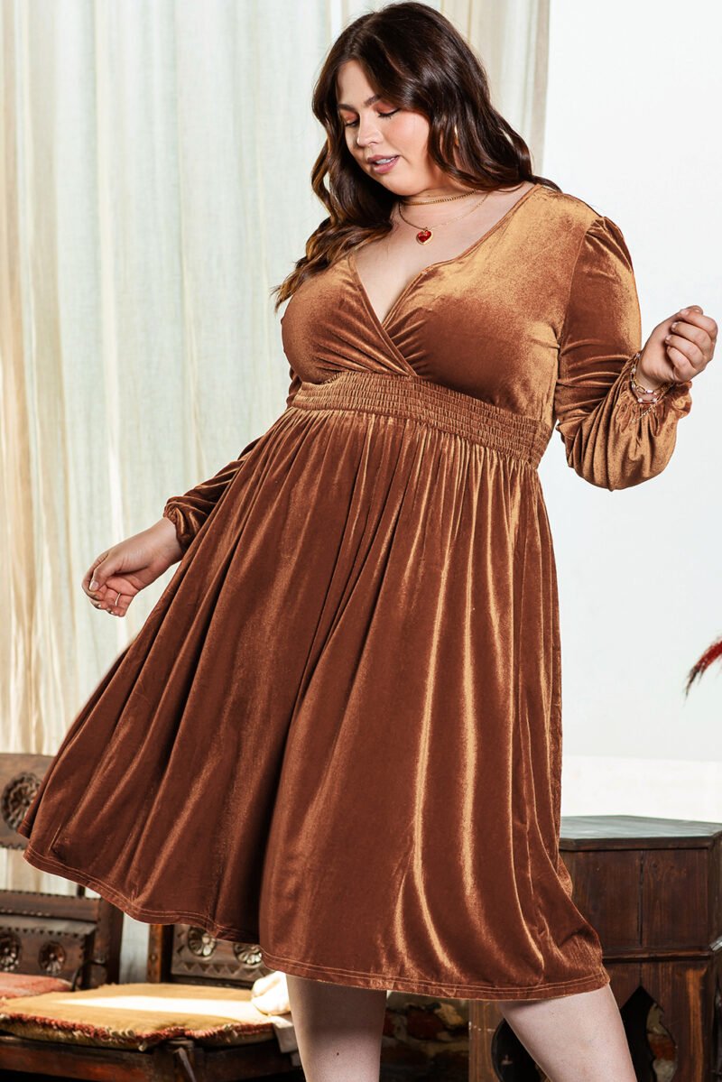 Carmel Balloon Sleeve Velvet Dress