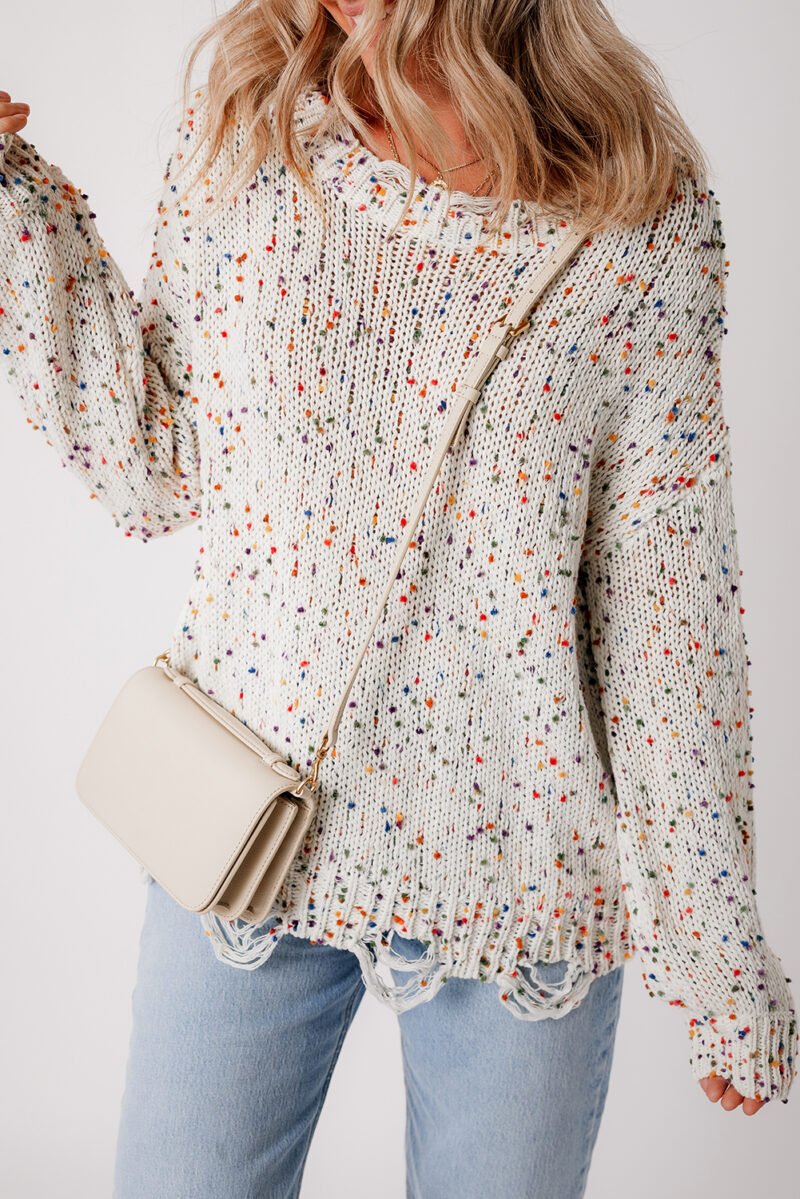 Confetti Distressed Knit Sweater - Image 12