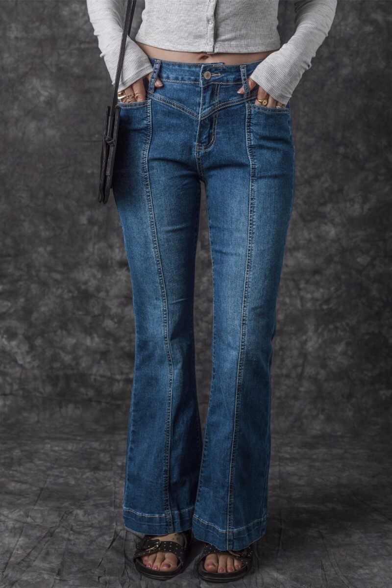 Front Seam High Waist Flare Jeans - Image 7