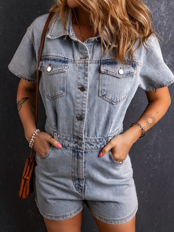 Light Vintage Washed Denim Romper