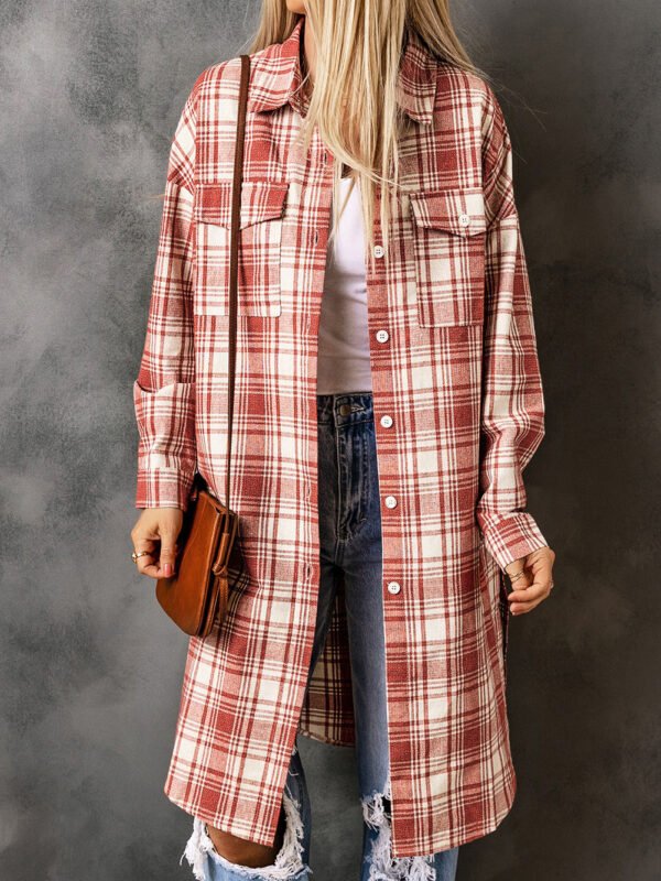 Fiery Red Plaid Long Shacket