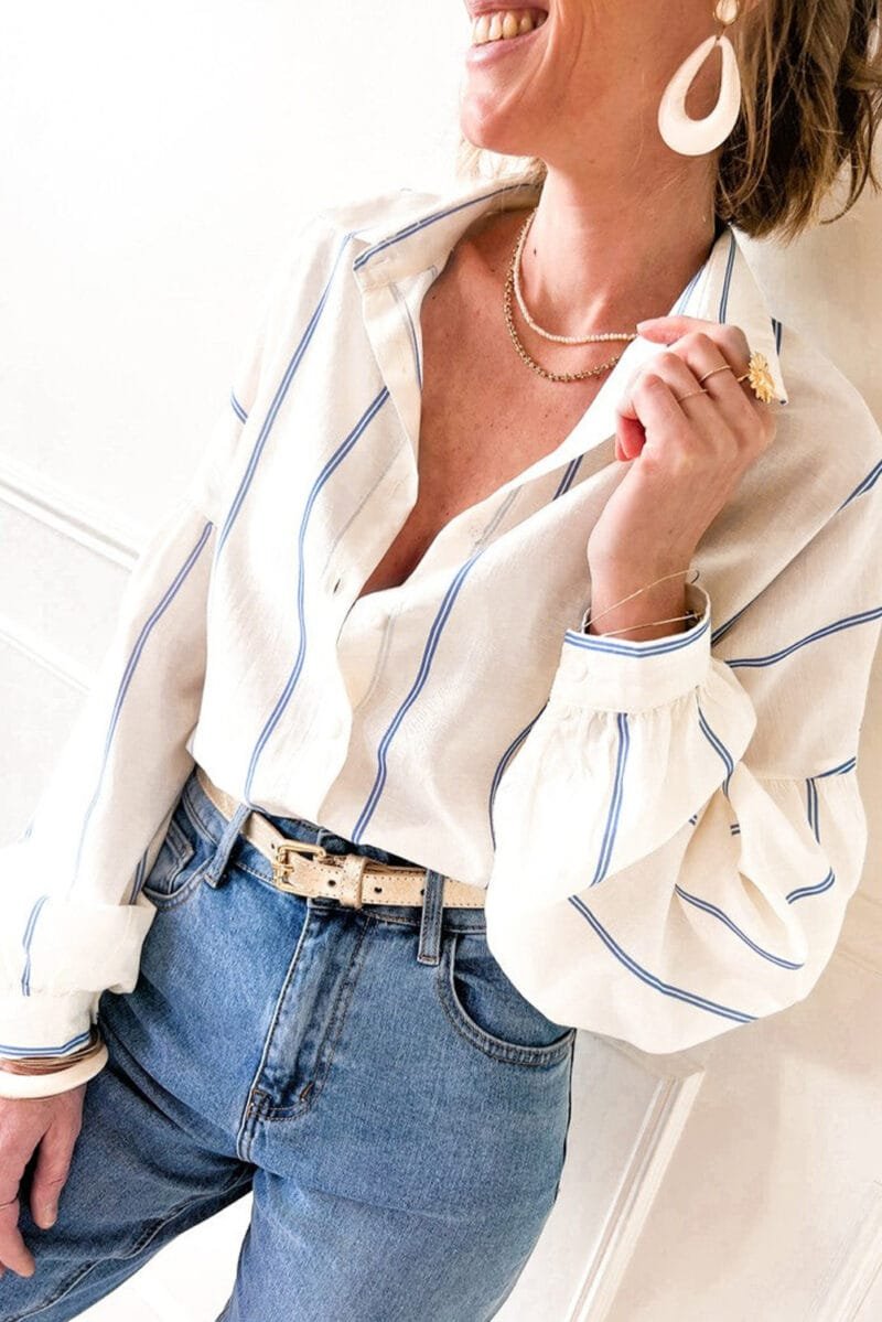 Drop Shoulder Bubble Sleeve Shirt - Image 6