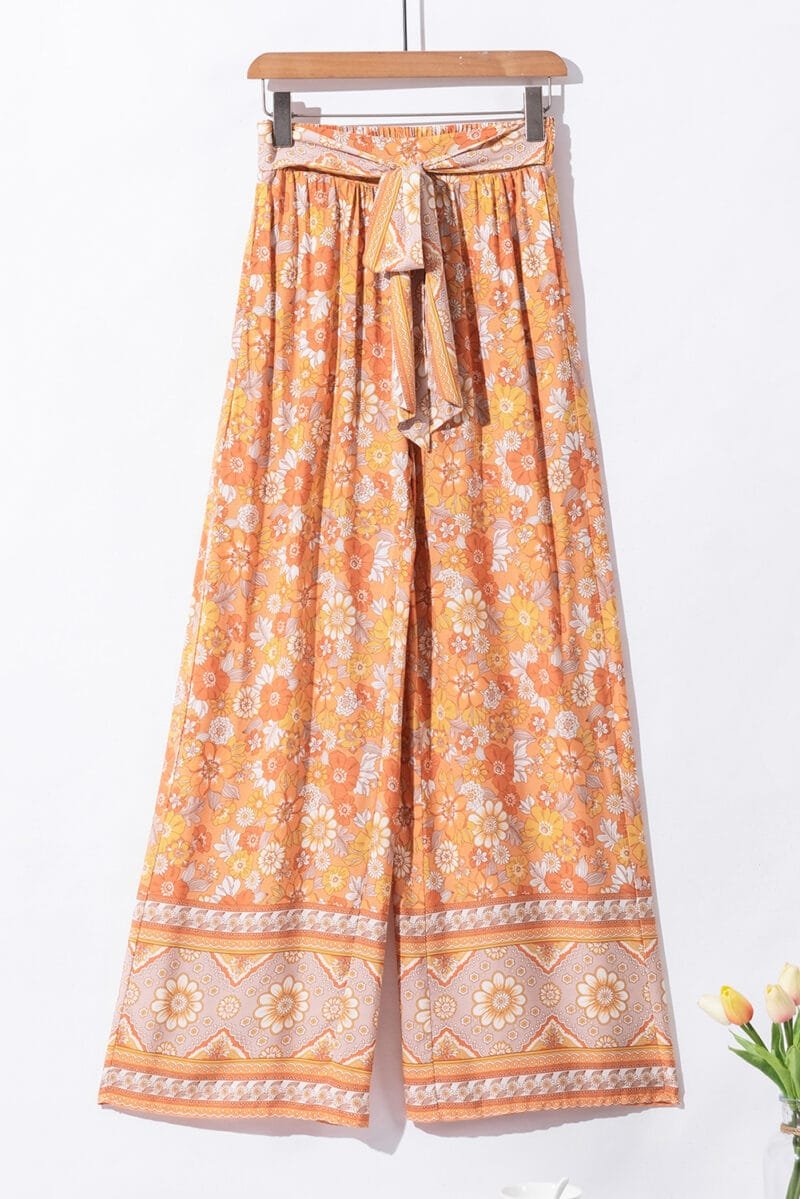 Grapefruit Orange Tie Wide Leg Pants - Image 5
