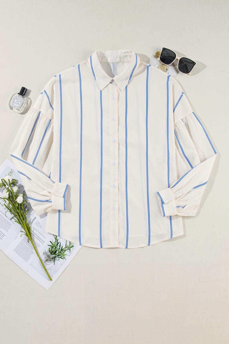 Drop Shoulder Bubble Sleeve Shirt - Image 7