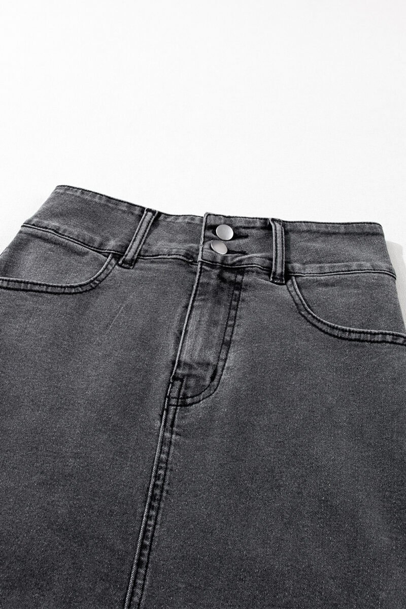 Raw Edge Midi Denim Skirt - Image 3