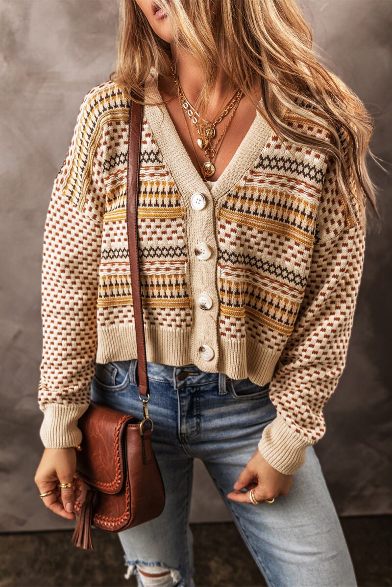 Buttoned Cropped Cardigan