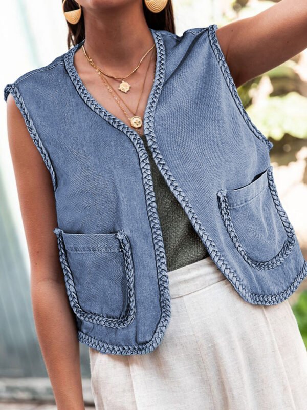 Ashleigh Blue Braided Trim Denim Vest