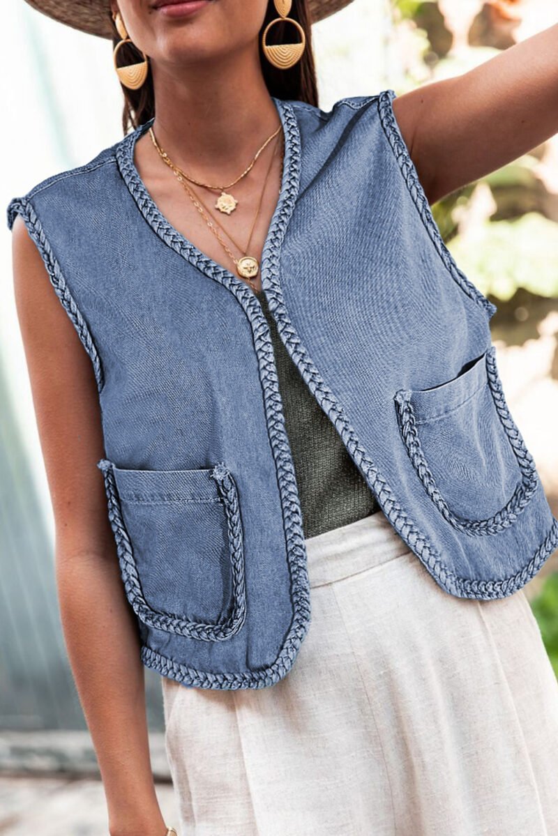 Ashleigh Blue Braided Trim Denim Vest