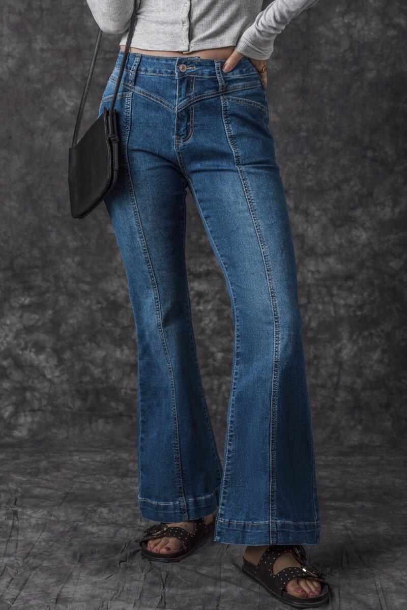 Front Seam High Waist Flare Jeans - Image 2