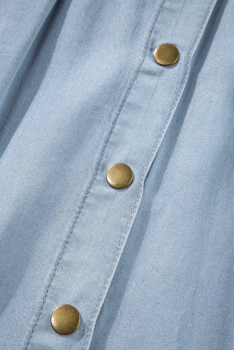 Misty Blue Buttoned Long Denim Skirt - Image 7