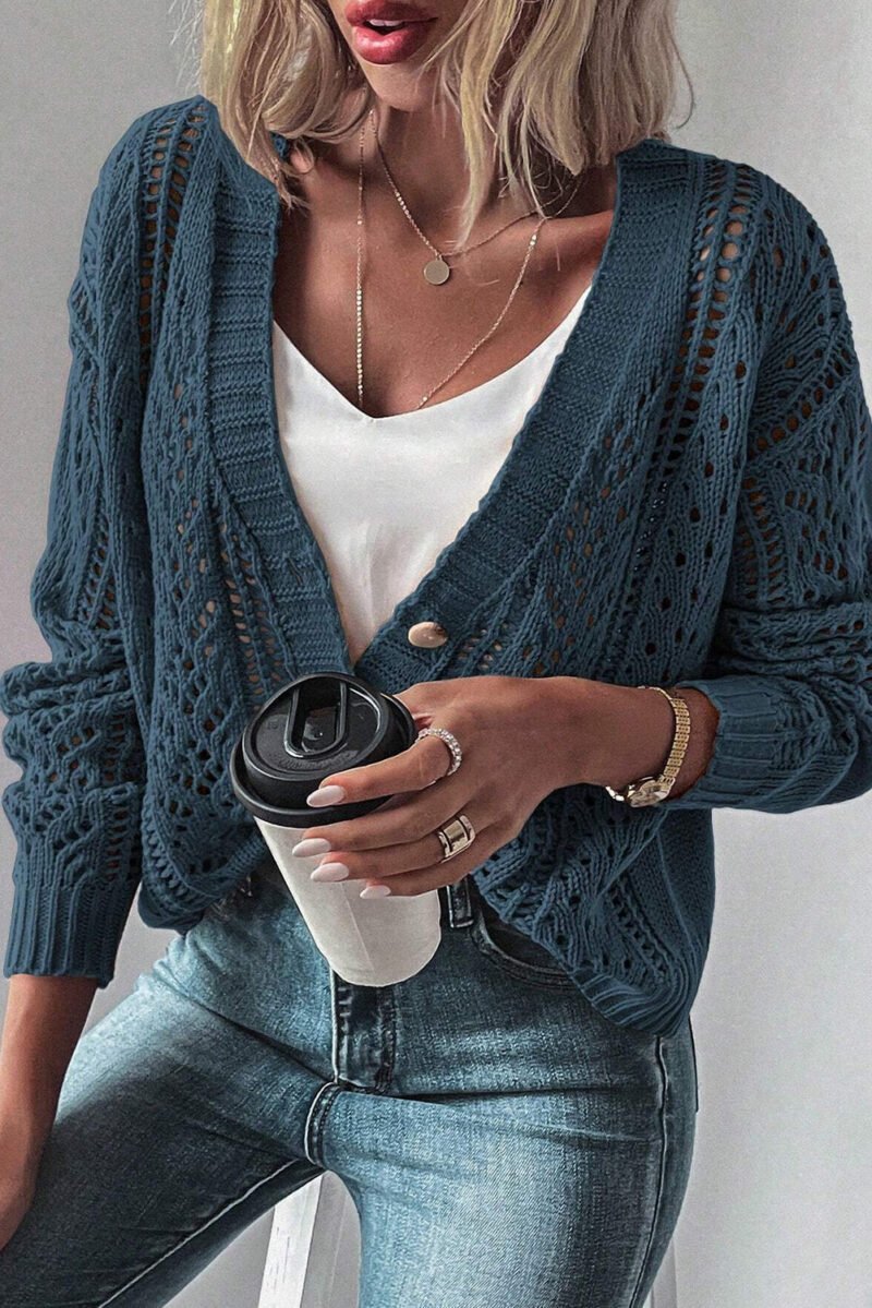 Open Knit Drop Shoulder Cardigan - Image 4