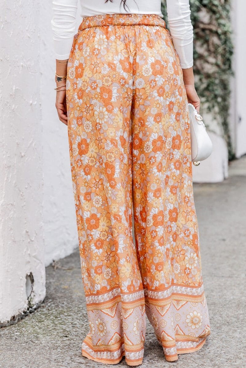 Grapefruit Orange Tie Wide Leg Pants - Image 2