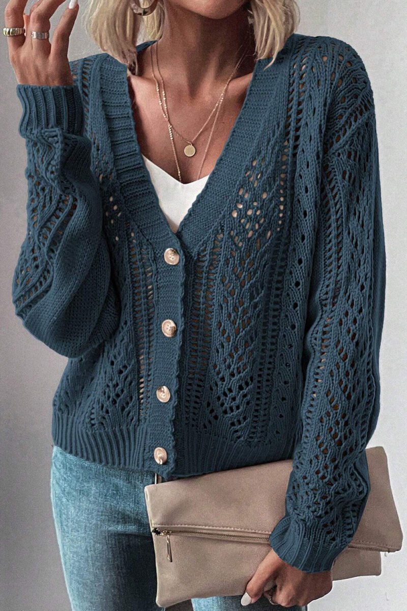 Open Knit Drop Shoulder Cardigan - Image 7