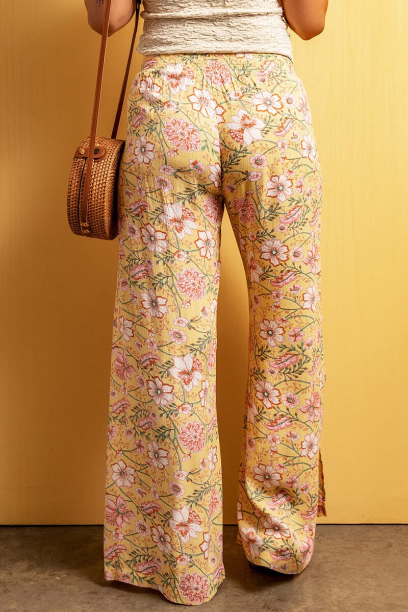 Floral Open Front Wide Leg Pants - Image 2