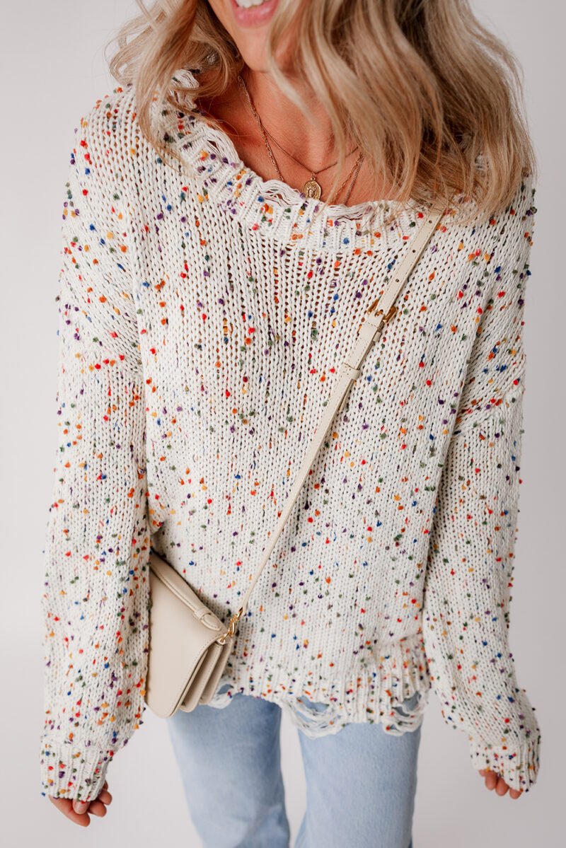 Confetti Distressed Knit Sweater - Image 11