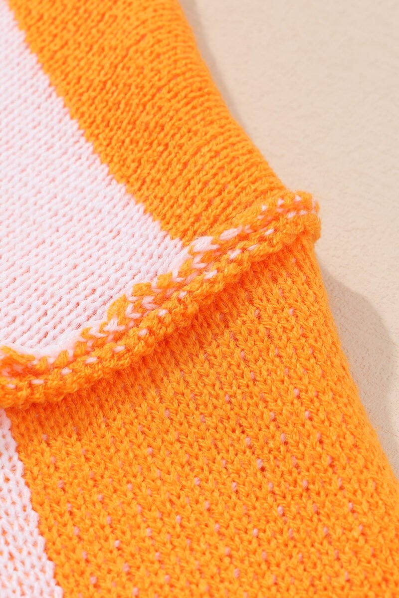 Orange Checkered Bishop Sleeve Sweater - Image 7