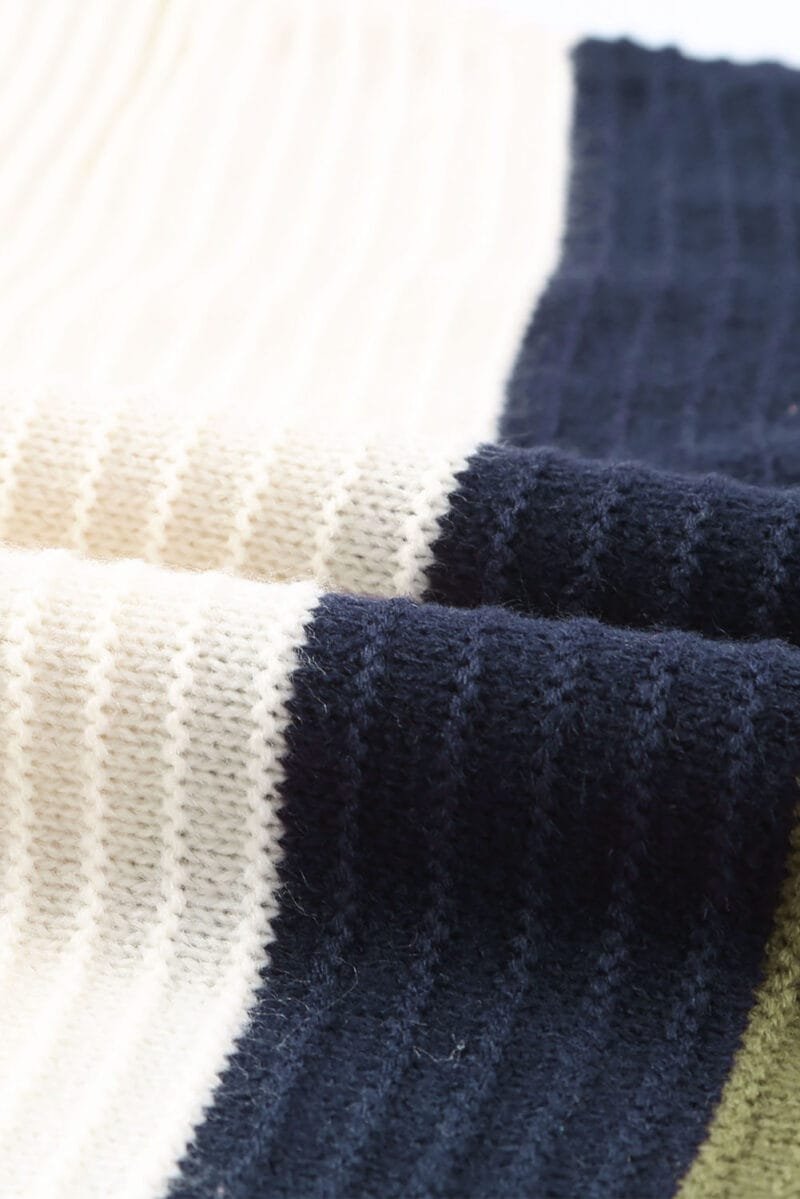 Buttoned Drop Shoulder Striped Sweater - Image 11