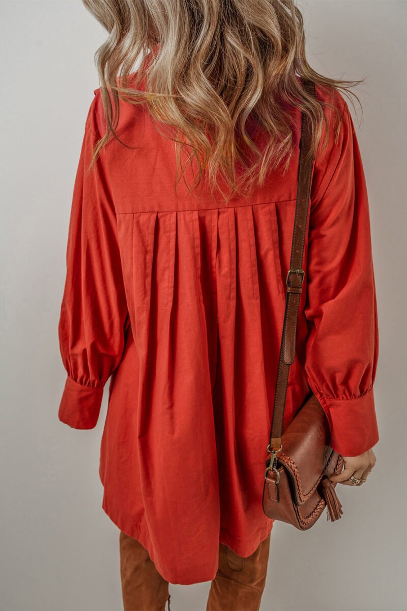 Tomato Red Bishop Shirt Dress - Image 2