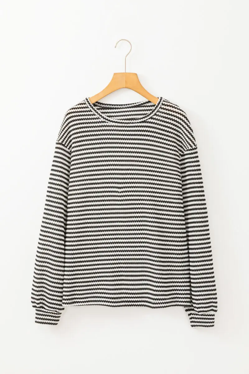 Black Stripe Drop Shoulder Top - Image 7