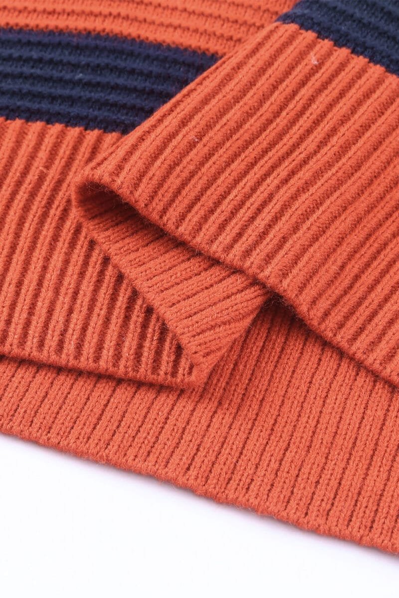 Buttoned Drop Shoulder Striped Sweater - Image 10
